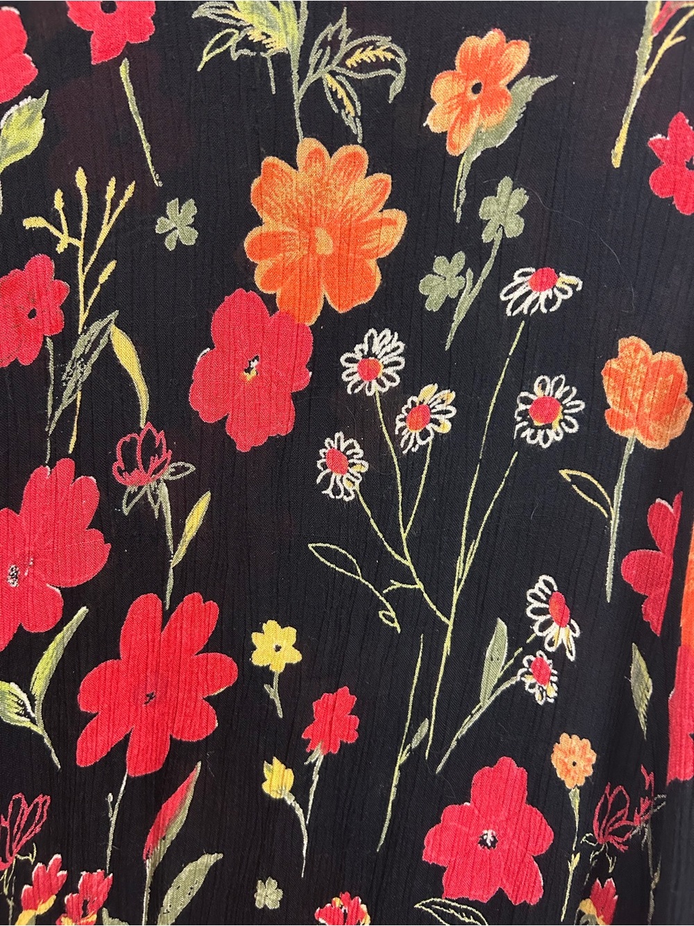 Vintage 90s Black Floral Midi Dress Womens Large Whimsigoth Grunge Cottagecore - Picture 7 of 11